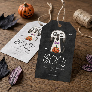 Étiquettes-cadeau Fête d'Halloween à l'aquarelle mignonne et effraya