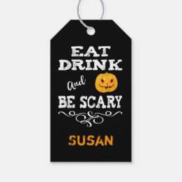 Étiquettes-cadeau Fête d'Halloween Manger Boire & être Effrayant Vis