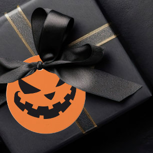 Étiquettes Cadeau Fête d'Halloween Orange Personnalisé Jack-o'-lante
