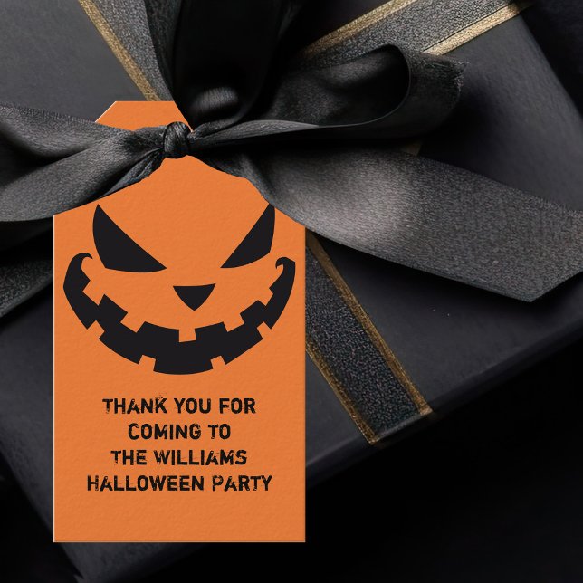 Étiquettes-cadeau Fête d'Halloween Orange Personnalisé Jack-o'-lante (Créateur téléchargé)