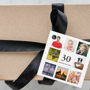 Étiquettes Cadeau fête du 30e anniversaire photo collage mec merci