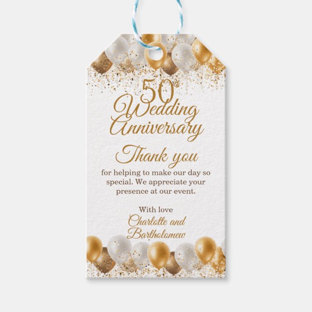 Étiquettes-cadeau Fête du 50e anniversaire de mariage (Devant)