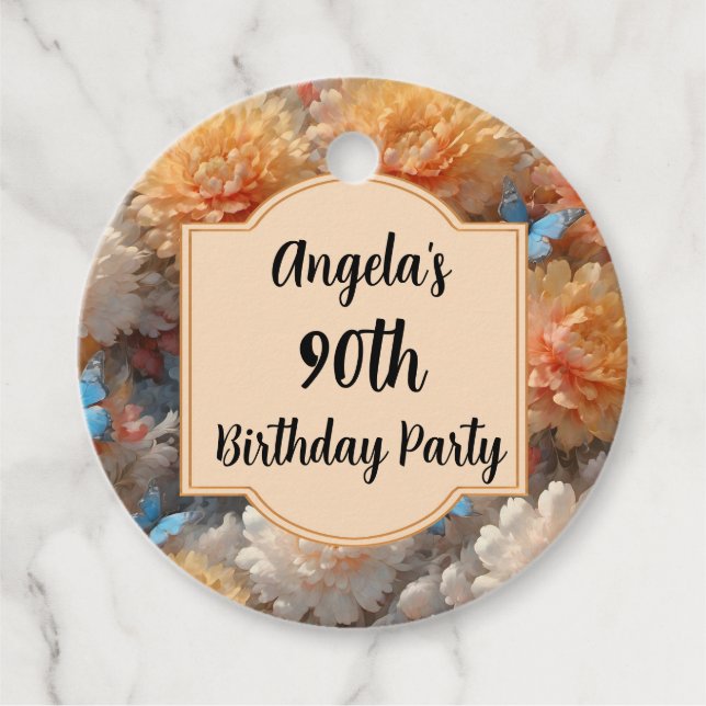 Étiquettes Cadeau Fête du 90e anniversaire (Devant)