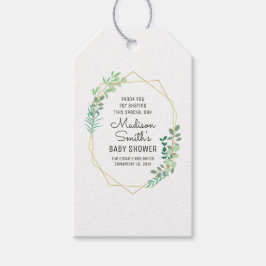 Étiquettes-cadeau Fête du Baby shower géométrique et verdoyante Favo