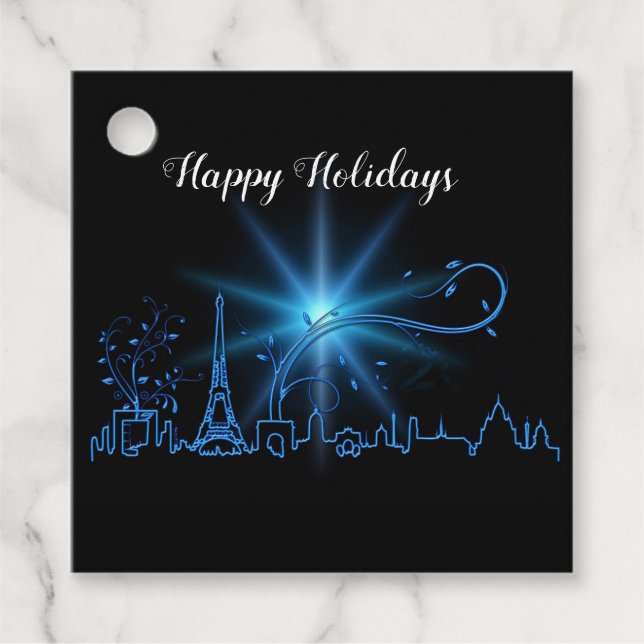 Étiquettes Cadeau Fête du Nouvel An à Paris (Devant)