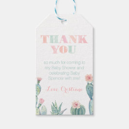 Étiquettes-cadeau Fête Feminine Rose Et Vert Prickly Pear Douche