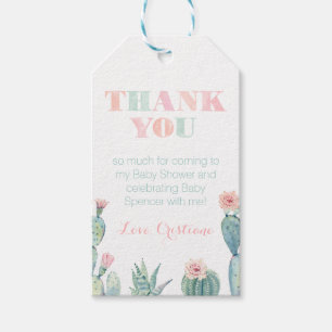 Étiquettes-cadeau Fête Feminine Rose Et Vert Prickly Pear Douche