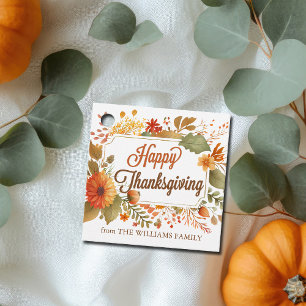 Étiquettes Cadeau Fête Fleurs d'automne Bon thanksgiving personnalis