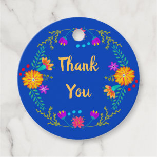 Étiquettes Cadeau Fête mexicaine Merci bleu royal