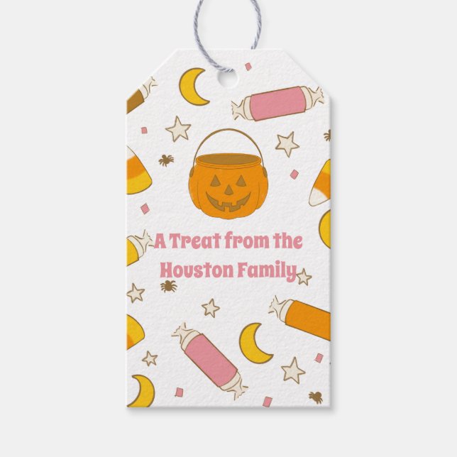 Étiquettes-cadeau Fête ou soirée d'Halloween rétro personnalisée (Devant)