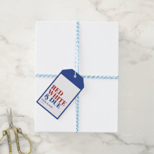Étiquettes-cadeau Fête Prénatale Bébé Rouge Blanc et Attendu pour le