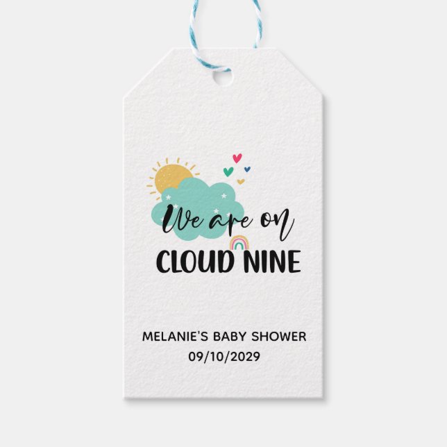 Étiquettes-cadeau Fête Prénatale Nuage Neuf (Devant)