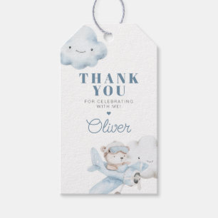 Étiquettes-cadeau Fête Prénatale ou Anniversaire Thème Avion et Ours