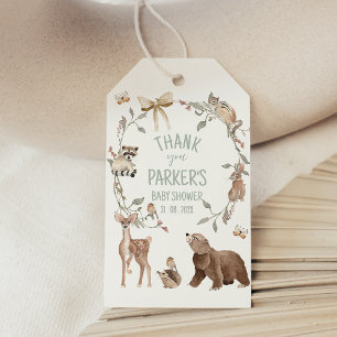 Étiquettes-cadeau Fête Prénatale Rustique Marron Forestière 