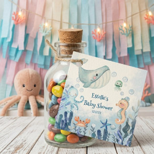 Étiquettes Cadeau Fête sous-marine Crabe Étoile de mer Bébé