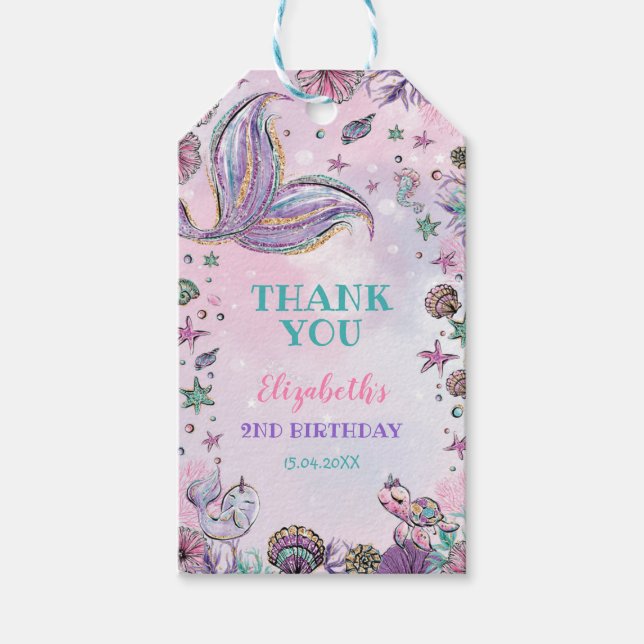 Étiquettes-cadeau Fête Whimsical Mermaid Underwater Pool (Devant)