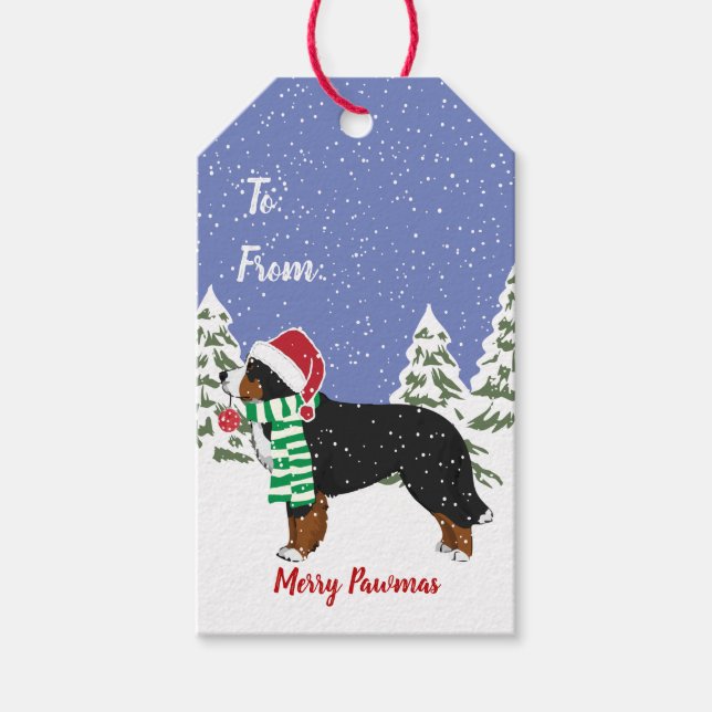 Étiquettes-cadeau Fêtes Bernese Mountain Christmas Chien (Devant)
