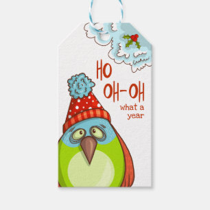 Étiquettes-cadeau Fêtes de Noël amusantes Dit Festive Oiseau