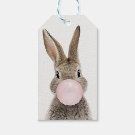 Étiquettes-cadeau Feu de lapin rose bulle gomme