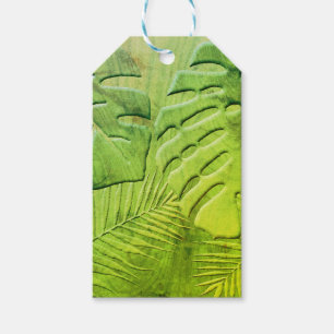 Étiquettes-cadeau Feuillage de bois vert en détresse