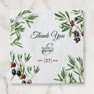Étiquettes Cadeau Feuille d'olive méditerranéen grec Mariage de l'îl