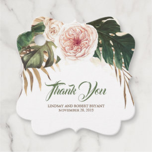Étiquettes Cadeau Feuille Merci de palme florale tropicale
