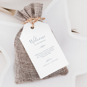 Étiquettes-cadeau Feuille minimale Accueil Mariage bleu Dusty