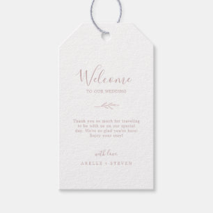 Étiquettes-cadeau Feuille minimale   Bienvenue du Mariage rose pâle