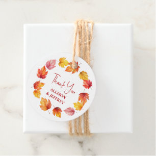 Étiquettes Cadeau Feuilles automne Mariage moderne rouille brûlée