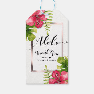 Étiquettes-cadeau Feuilles blanches de l'Hibiscus Tropical Chic comm