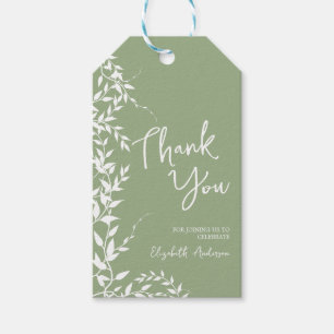 Étiquettes-cadeau Feuilles Botaniques Vert Sauge Enterrement de Vie