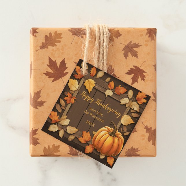 Étiquettes Cadeau Feuilles d'automne douillettes et Bon thanksgiving (Créateur téléchargé)
