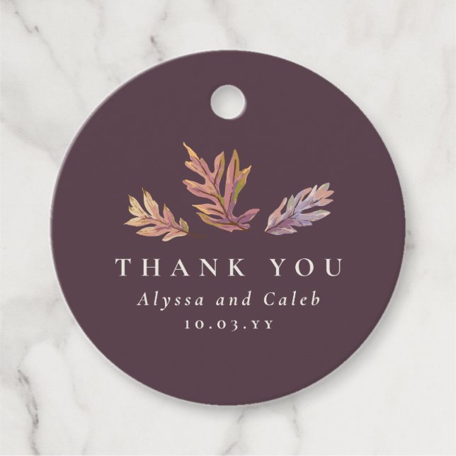 Étiquettes Cadeau Feuilles d'automne mariage merci (Devant)