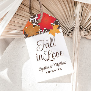 Étiquettes-cadeau Feuilles d'automne orange de mariage Monogramme To