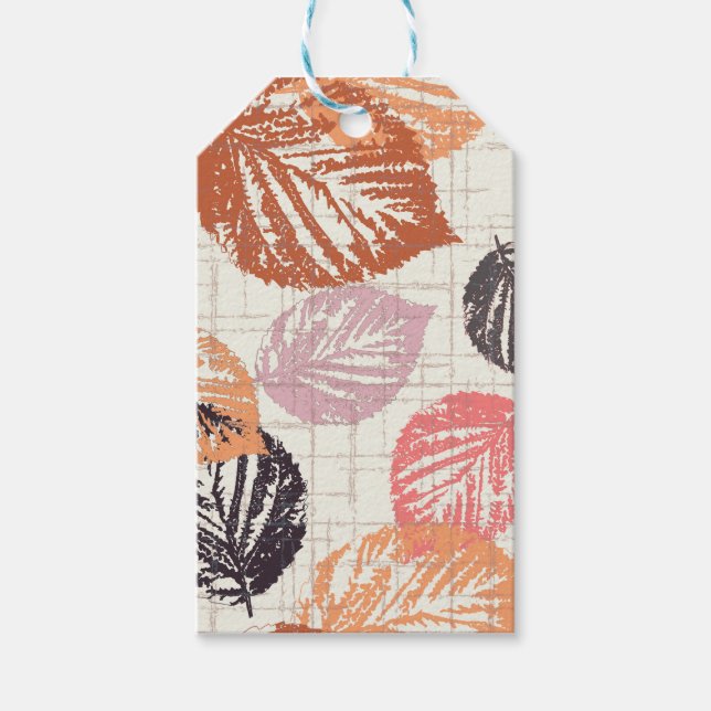 Étiquettes-cadeau Feuilles d'automne sur le beige. (Devant)