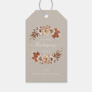 Étiquettes-cadeau Feuilles d'automne Taupe Rustique Bonne Action de 