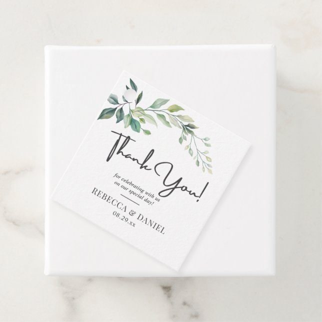 Étiquettes Cadeau Feuilles de eucalyptus verdure aquarelle moderne (En situation)