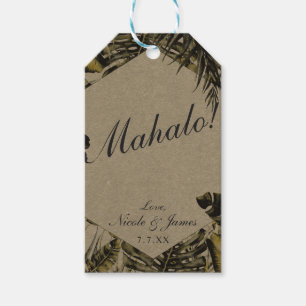 Étiquettes-cadeau Feuilles de palmier tropicales vertes Kraft chic p