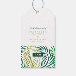 Étiquettes-cadeau Feuilles de palmiers tropicaux, Mariage de plage
