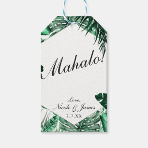 Étiquettes-cadeau Feuilles de palmiers tropicaux verts Mariage chic