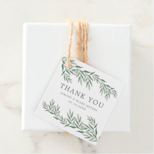Étiquettes Cadeau Feuilles de verdure aquarelle Mariage Remerciement
