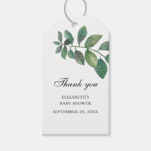 Étiquettes-cadeau Feuilles d'été. Baby shower Woodland merci