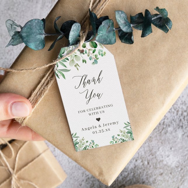 Étiquettes-cadeau Feuilles d'eucalyptus Elégance végétale Merci (Créateur téléchargé)