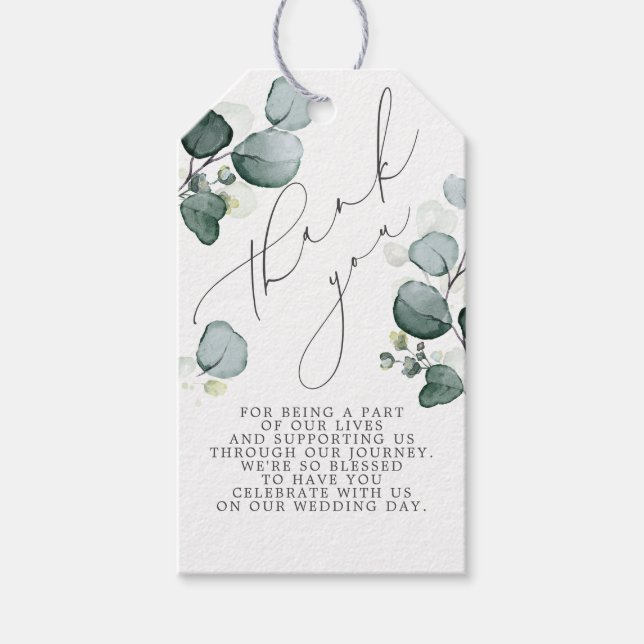 Étiquettes-cadeau Feuilles d'eucalyptus Elégante verdure Merci (Devant)