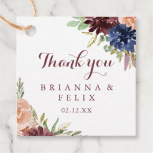 Étiquettes Cadeau Feuilles d'or rustique Mariage de calligraphie flo