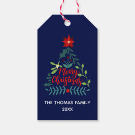 Étiquettes-cadeau Feuilles du feuillage de Noël
