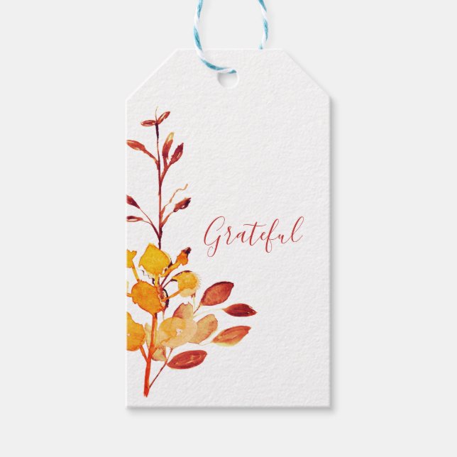 Étiquettes-cadeau Feuilles et branches d'automne gracieux (Devant)