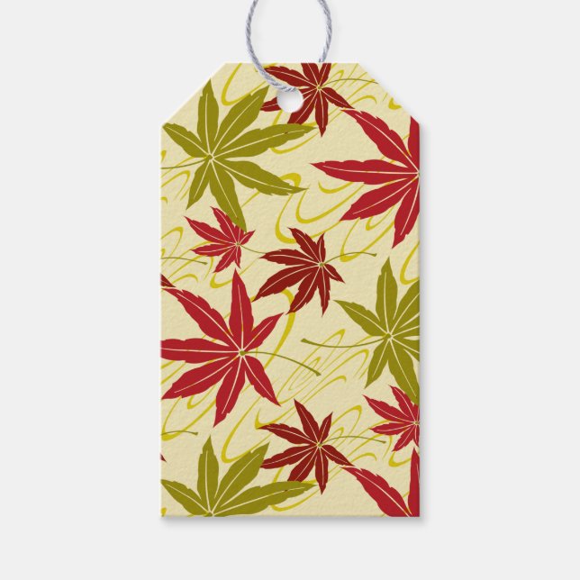 ÉTIQUETTES-CADEAU FEUILLES JAPONAISES (CRÈME) (Devant)