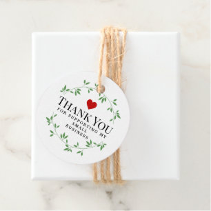 Étiquettes Cadeau Feuilles ronds de feuilles vertes   merci classiqu