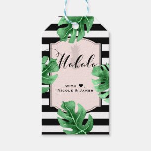 Étiquettes-cadeau Feuilles Tropicales & Ananas Mariage MAHALO ALOHA